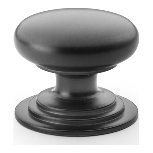 AW825-38-BL • 38mm • Black • Alexander & Wilks Waltz Round Cupboard Knob on Stepped Rose